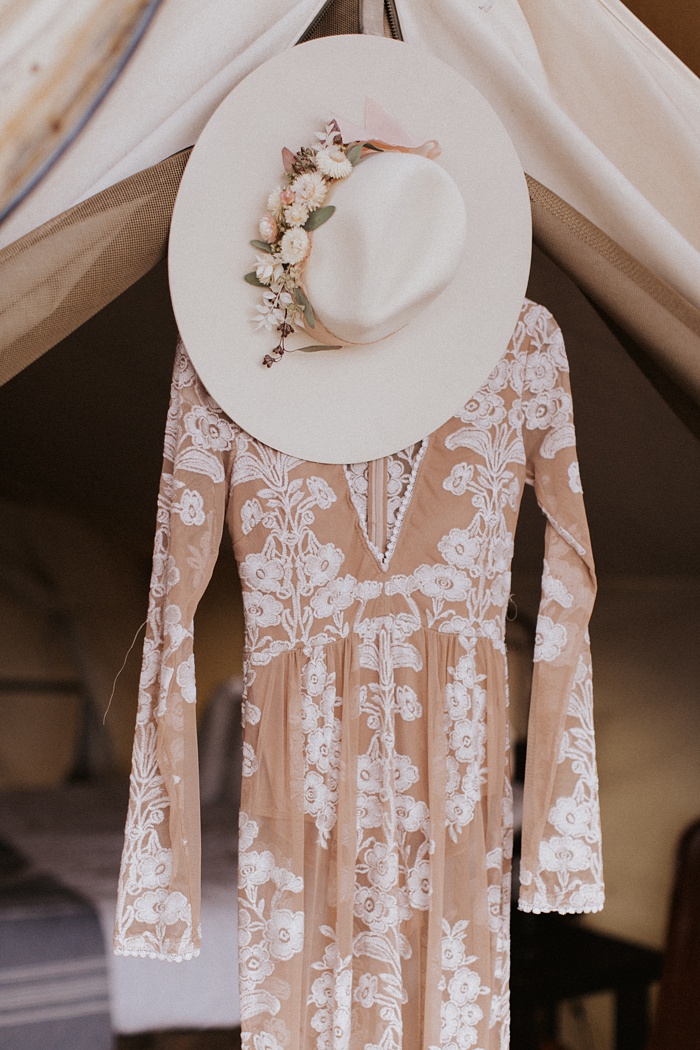 Charlotte Wedding Photography | Hanging Wedding dress and Hat